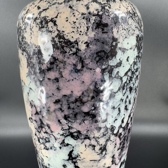 Harris Potteries Chicago Vase Splatter Black Multicolor Glaze Rare Glaze 11inch - Picture 9 of 15